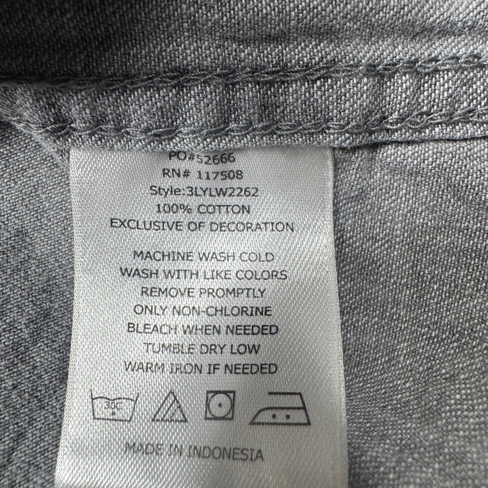 Levi’s Men’s Barstow Classic Western Pearl Snap Grey Denim Jean Shirt Size Small - Picture 14 of 14